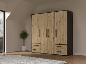Dulap, stejar artisan/negru, MOSKA TYP 2