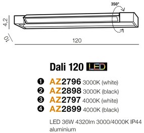 Aplica LED pentru baie directionabila 4000K Dali 120 neagra