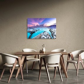 Tablou pe sticlă - Laguna albastră din Islanda (70x50 cm)
