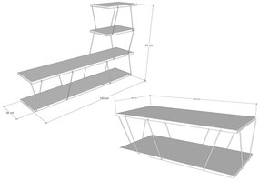 Set Mobila Sufragerie Basak, Alb - Stejar - Gri, 150x93x30 cm 120 x 30 x 50 cm