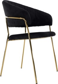 Scaun de sufragerie de design, material Velvet negru/gold crom auriu, DASMIN TIP 1