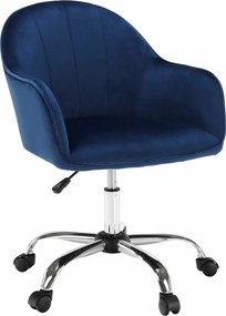 Scaun de birou, material textil din catifea albastru / crom, EROL