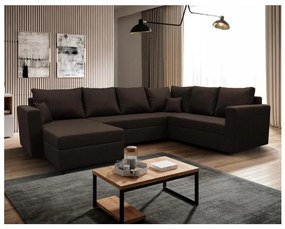 Canapea colțar SEYA, extensibilă în U, universală, cu spațiu de depozitare, maro