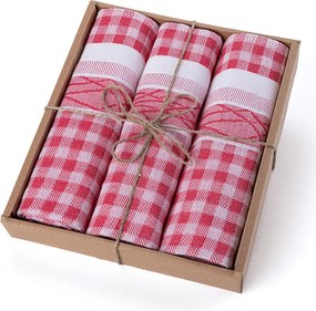 Prosoape de bucătărie din bumbac jacquard roșu 50 x 70 cm 3 buc