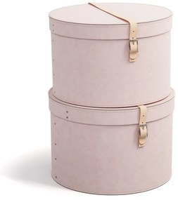 Cutii de depozitare roz-deschis 2 buc. din carton cu capac ø 37,5x25 cm Rut Restore Paper Laminate – Bigso