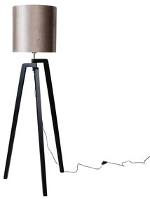 Vloerlamp zwart met velours kap taupe 50cm - Puros