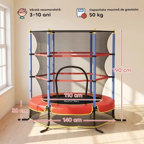 HOMCOM Trambolină pentru Copii 3-10 Ani cu Plasă de Siguranță, Suprafață Elastică cu Țevi Capitonate, Ø175x190 cm, Albastru | Aosom Romania