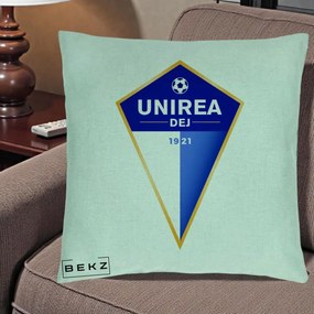 Perna Personalizata Unirea Dej 1921 Fotbal, 40x40 cm, Verde Menta, Husa Detasabila, Perna Inclusa, BEKZ®