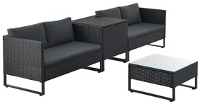 Juskys Set rattan Santorini - negru