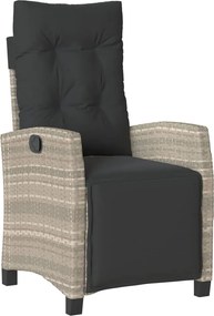 vidaXL Scaun grădină rabatabil suport picioare, gri deschis, poliratan