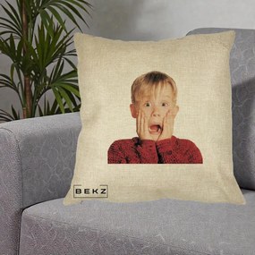 Perna Decorativa Kevin Singur Acasa, 40x40 cm, Crem, Husa Detasabila, Perna Inclusa, BEKZ®