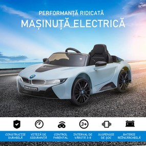 Licensed BMW I8 Coupe Masina Electrica HOMCOM telecomanda MP3 baterie pentru 3-8 ani | Aosom Romania