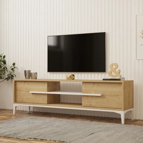 Comoda TV Eslora, culoare natural-alb, 160 x 34.6 x 45 cm