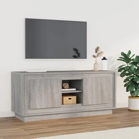 Comoda TV, gri sonoma, 102x35x45 cm, lemn prelucrat
