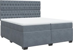 vidaXL Pat box spring cu saltea, gri închis, 200x200 cm, catifea
