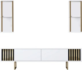 Comoda TV, Hanah Home, Gold Line, 180x30x48 cm, Alb/Negru