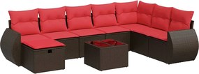 vidaXL Set canapele de grădină cu perne, 9 piese, maro, poliratan