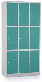 Dulap metalic - 9 cutii, 90 x 45 x 185 cm, inchidere cilindrica, verde - ral 6033