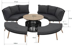 Set masuta + 2 fotolii + 2 tabureti Holand 2W1 antracit