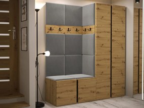 Mobilier Hol Timothy III (Stejar artisan + Stejar artisan + Negru) (Manila 16). 1059878