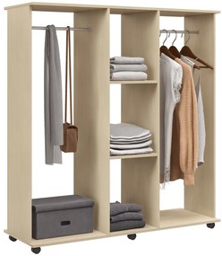 HOMCOM Dulap șină Mobilier de Depozitare Mobil 6 role 120L x 40l x 128Î cm din lemn natural | Aosom Romania