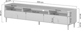 Comodă TV Amilio 200 cm cu sertare - cashmere / stejar uleiat / mânere cashmere
