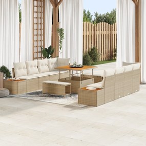 vidaXL Set de Sofa de Grădină cu 11 Piese cu Perne Bej din Ratan Polimer Acacia