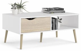 Tvilum Masuta de cafea alba OSLO 75384 cu blat de stejar