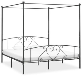 284445 vidaXL Cadru de pat cu baldachin, gri, 180 x 200 cm, metal