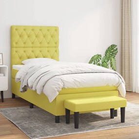 3136796 vidaXL Pat box spring cu saltea, verde deschis, 80x200 cm, textil