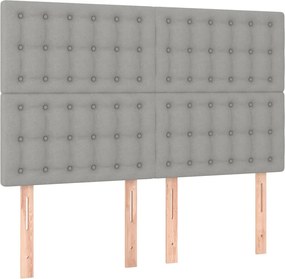 vidaXL Tăblie de pat gri deschis 144x5x118/128 cm, material textil