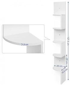 Raft de colt Vasagle, Alb 20x20x127.5cm
