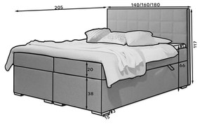 Pat boxspring Alice 180x200 cm Soro 65