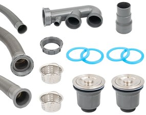 Chiuvetă pătrată Tia cu două cuve din granit, neagră