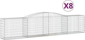 vidaXL Coșuri gabion arcuite 8 buc, 400x50x80/100 cm, fier galvanizat