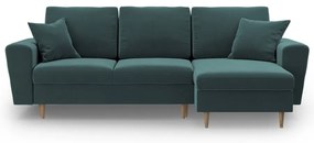 Colțar petrol extensibil, cu spațiu de depozitare cu tapițerie din catifea Kyoto – Cosmopolitan Design