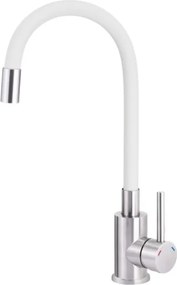 Luno Baterie chiuveta bucatarie finisaj crom - alb - flexibila BOC_W720