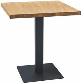 Masa PURO, stejar/negru, PAL laminat/metal, 80x80x76 cm