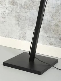 Lampadar din bambus si abajur din tesatura in, Andes negru/ gri deschis