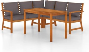 vidaXL Set mobilier de grădină cu perne, 4 piese, lemn masiv de acacia