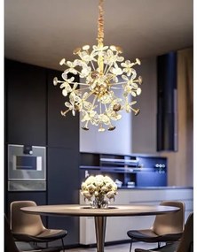 Lustra LED Pendul Elit's Tessa L 50 cm, Cristal, Gold, 95 w