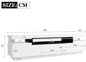 Elegant mobilier TV lucios cu iluminare LED în 16 culori, Alb | Aosom Romania
