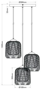 Globo 15965-3HR - Lustră DICHTI suspendată pe cablu, 3x E27/40W/230V
