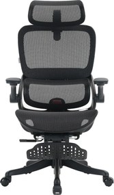 Scaun ergonomic SIHOO B100-PRO, cotiere 4D, tetiera 3D, mecanism multifunctional inclinare/blocare, suport picioare, pivotant, Mesh, Negru