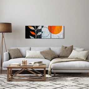 Tablou - Abstracție cu plantă și soare (cu ceas) (90x30 cm)