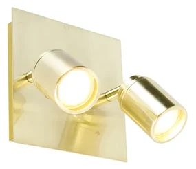 Spotlight modern pentru baie din alamă pătrat cu 2 lumini IP44 - Ducha