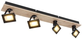Plafoniera LED cu 4 spoturi directionabile design industrial Joya maro, negru