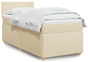 vidaXL Pat box spring cu saltea, crem, 90x190 cm, textil