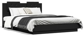 3210018 vidaXL Cadru de pat cu tăblie și lumini LED, negru, 120x200 cm