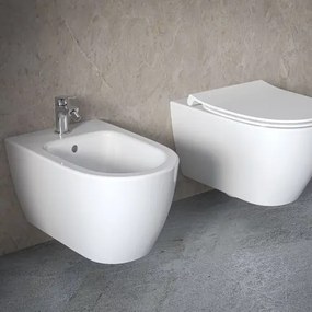 Set vas WC suspendat Ideal Standard I.life O cu capac softclose alb si bideu